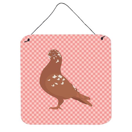 MICASA African Owl Pigeon Pink Check Wall or Door Hanging Prints6 x 6 in. MI234171